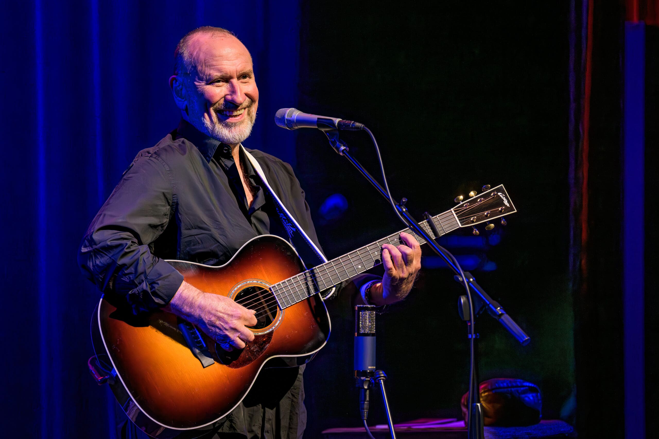 Colin Hay of Men At Work with his custom Collings OM3.