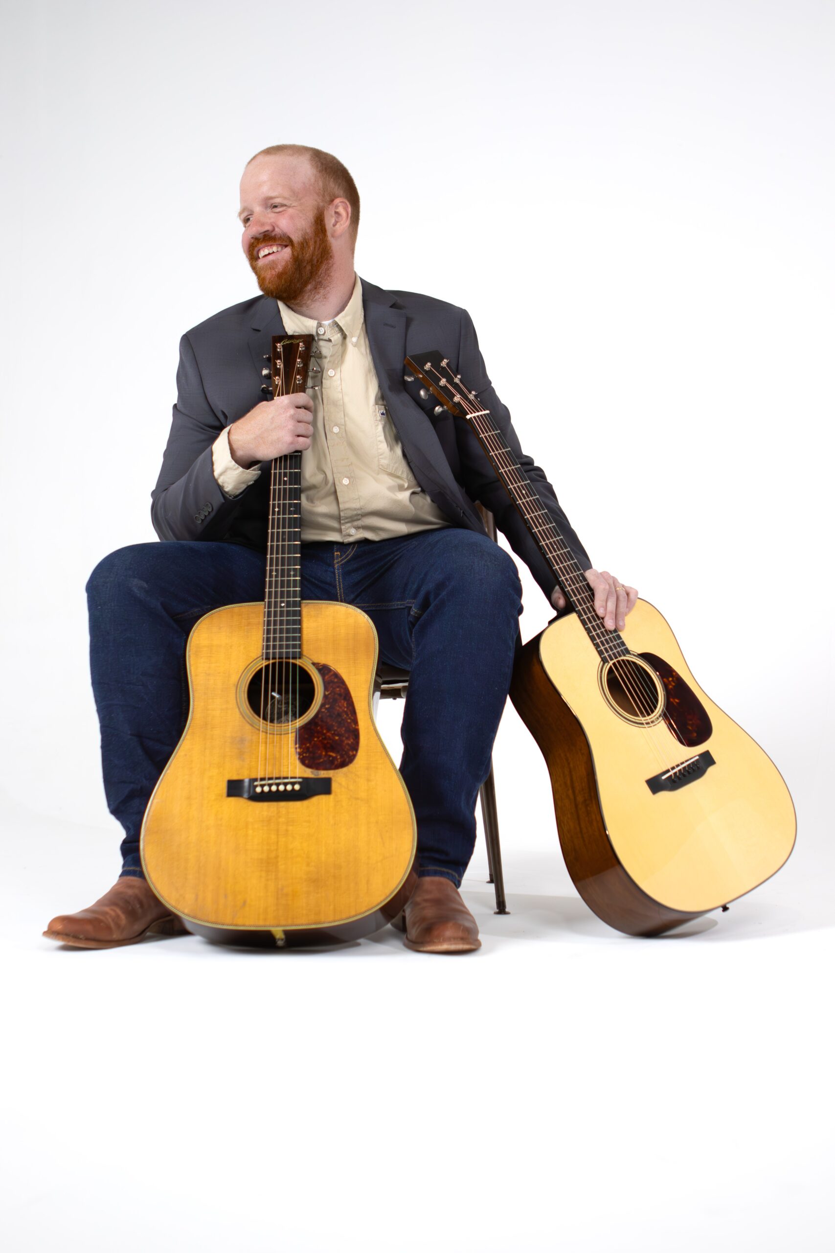 Jesse Smathers with his Collings acoustic guitars